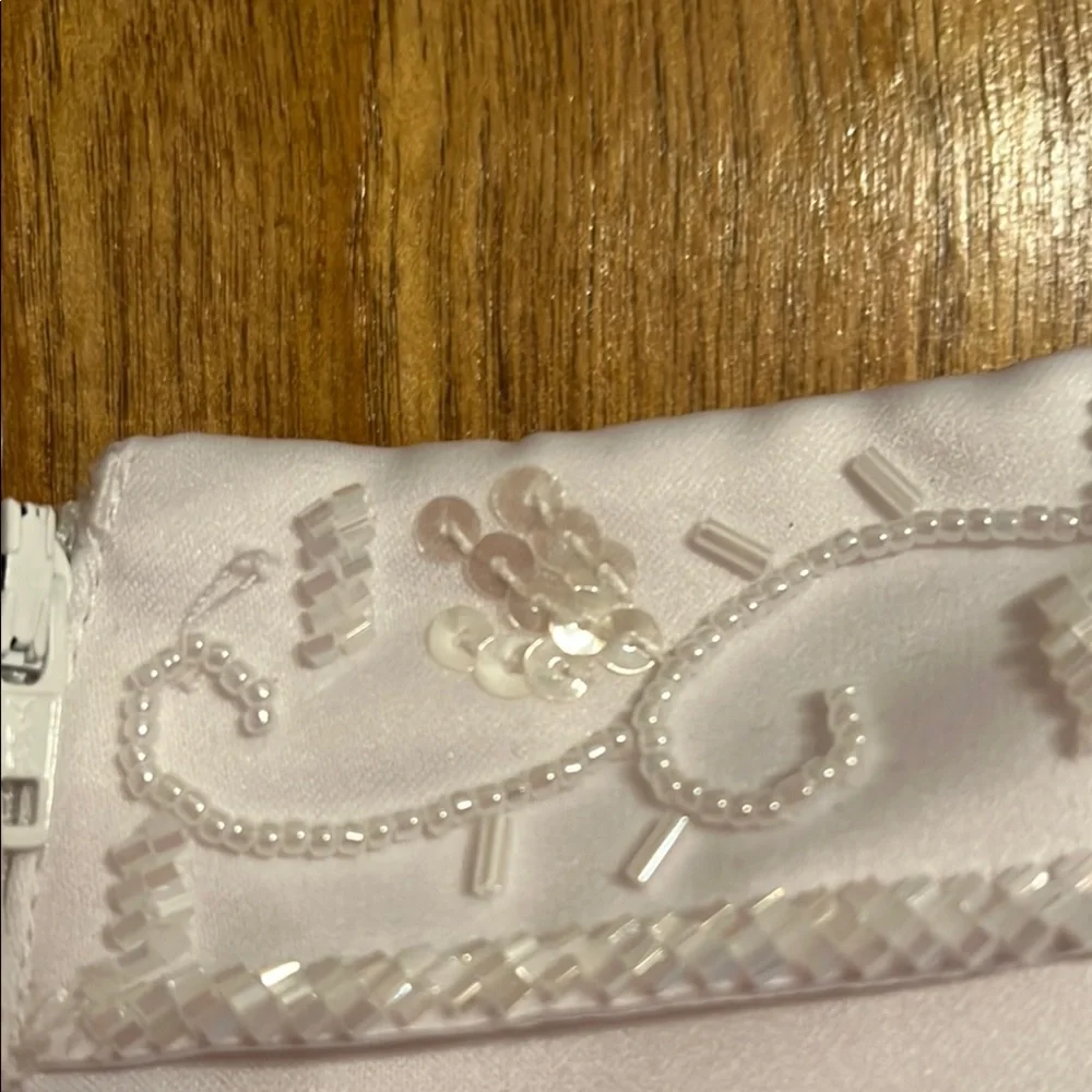 David's Bridal White Girls Embroidered Tulle Gown - Picture 8 of 13